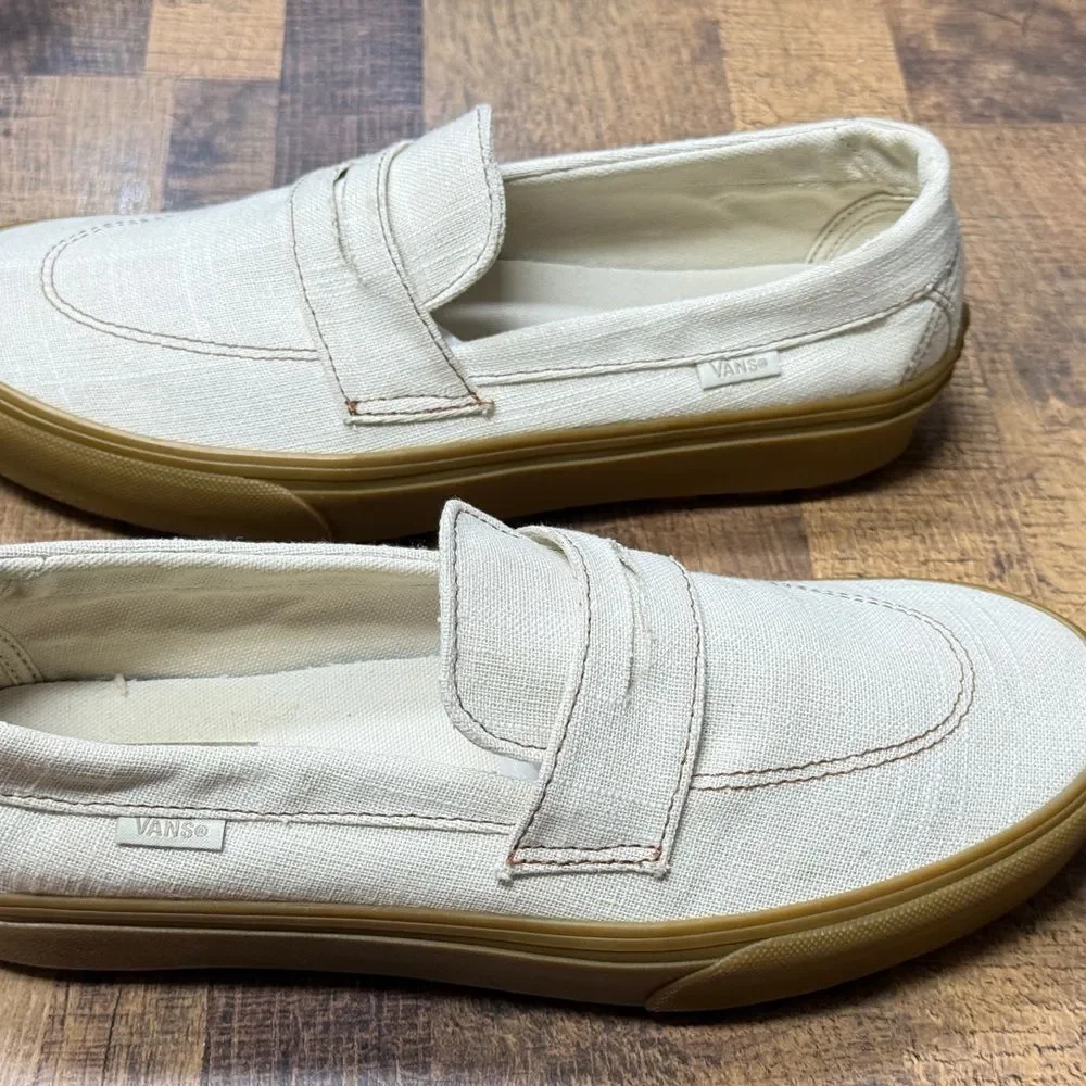 Vans Style 53 Linen Canvas Natural Gum Loafers Sneaker Size 8 NWOT